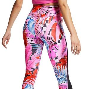 Nike One Leggings Women Laser Fuchsia Tropical Print Pants Leggings Size Medium